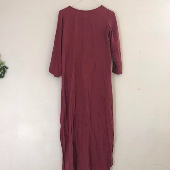 Vintage mauve burgundy button down dress - Picture 3 of 4